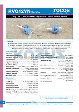 RVQ12YP10SB103K datasheet - Long Life 12mm Diameter, Single-Turn, Carbon Panel Controls