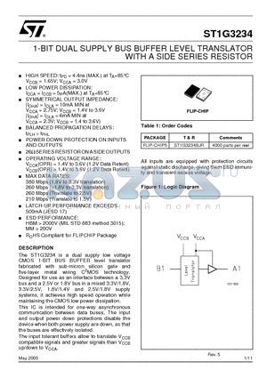 ST1G3234 datasheet - 1-BIT DUAL SUPPLY BUS BUFFER LEVEL TRANSLATOR WITH A SIDE SERIES RESISTOR