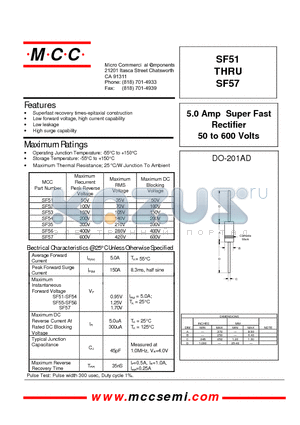 SF35 datasheet - 5.0 Amp Super Fast Rectifier 50 to 600 Volts