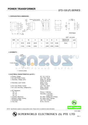 ST2-120 datasheet - POWER TRANSFORMER