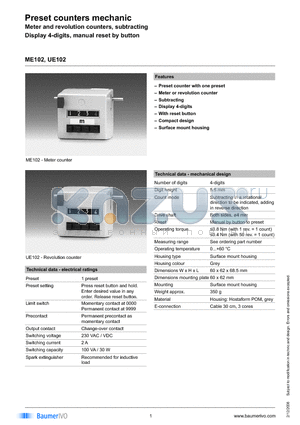 UE102.030A05D datasheet - Preset counters mechanic