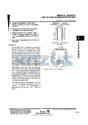 SN74HC238 datasheet - 3-LINE TO 8-LINE DECODERS/DEMULTIPLEXERS