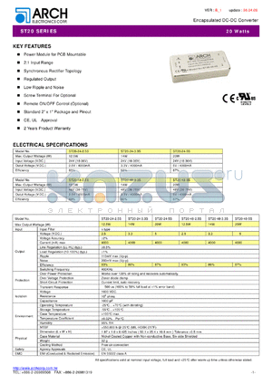 ST20 datasheet - Encapsulated DC-DC Converter