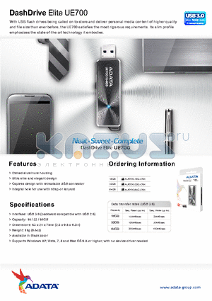 UE700 datasheet - DashDrive Elite UE700