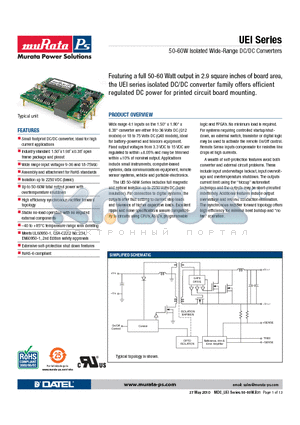 UEI-5/10-Q12PR-C datasheet - 50-60W Isolated Wide-Range DC/DC Converters