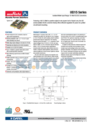 UEI15-050-Q12 datasheet - Isolated Wide Input Range 15-Watt DC/DC Converters