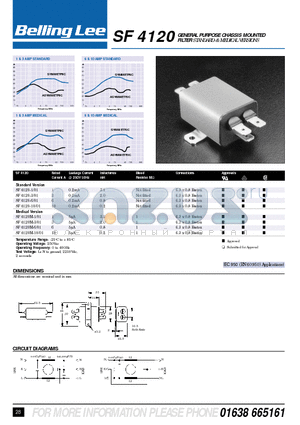 SF4120M-10 datasheet - GENERAL PURPOSE CHASSIS MOUNTED FILTER STANDARD & MEDICAL VERSIONS