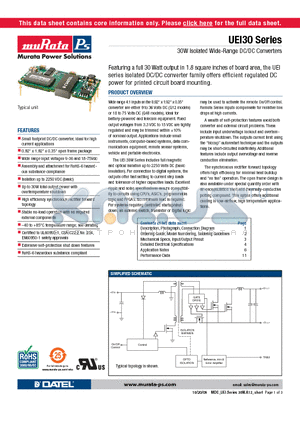 UEI30-050-Q12P-C datasheet - 30W Isolated Wide-Range DC/DC Converters