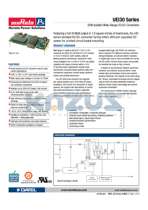 UEI30-050-Q12PL1-C datasheet - 30W Isolated Wide-Range DC/DC Converters