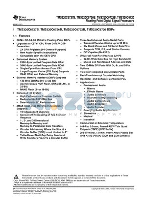 TMP320C6720GDH225 datasheet - Floating-Point Digital Signal Processors