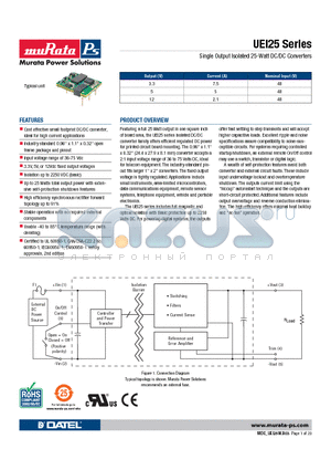 UEI25-050-D48 datasheet - Single Output Isolated 25-Watt DC/DC Converters