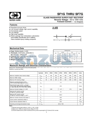 SF4G datasheet - GLASS PASSIVATED SUPER FAST RECTIFIER