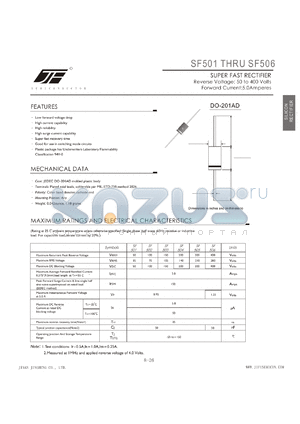 SF505 datasheet - SUPER FAST RECTIFIER