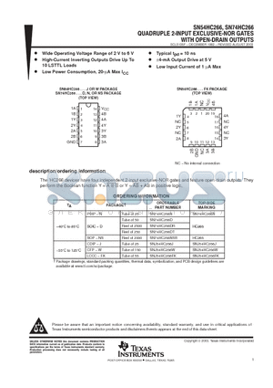 SN74HC266D datasheet - QUADRUPLE 2-INPUT EXCLUSIVE-NOR GATES WITH OPEN-DRAIN OUTPUTS