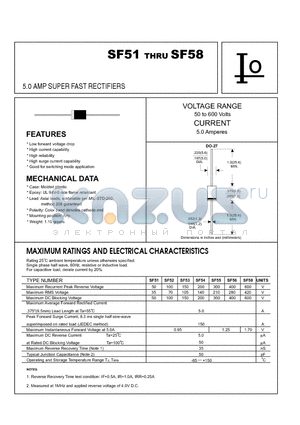 SF56 datasheet - 5.0 AMP SUPER FAST RECTIFIERS