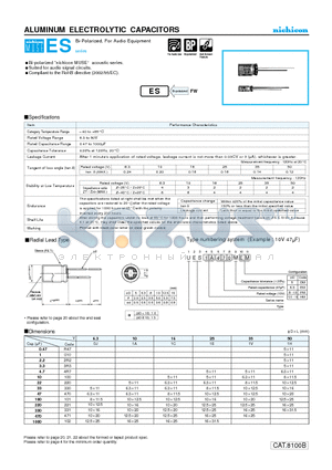 UES1V331MHM datasheet - ALUMINUM ELECTROLYTIC CAPACITORS