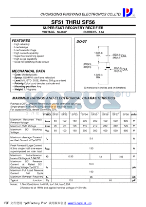 SF58 datasheet - SUPER FAST RECOVERY RECTIFIER
