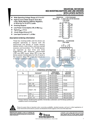 SN74HC368PWTG4 datasheet - HEX BUFFERS AND LINE DRIVERS WITH 3-STATE OUTPUTS