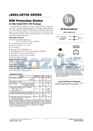 UESD5.0DT5G datasheet - ESD Protection Diodes