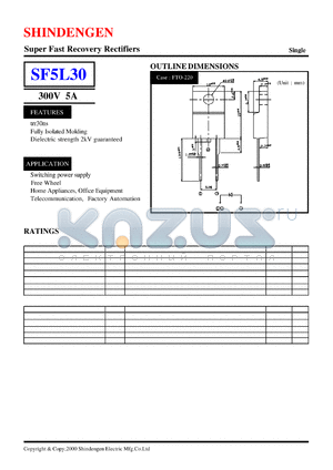 SF5L30 datasheet - Super Fast Recovery Rectifiers(300V 5A)