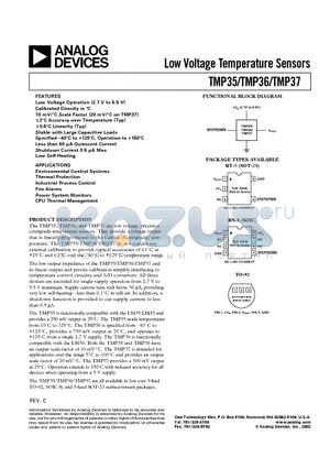 TMP35GT9 datasheet - Low Voltage Temperature Sensors