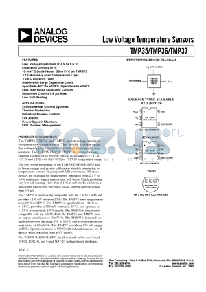 TMP37FS datasheet - Low Voltage Temperature Sensors