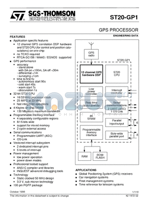 ST20GP1X33S datasheet - GPS PROCESSOR