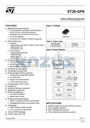 ST20GP6X33S datasheet - GPS PROCESSOR