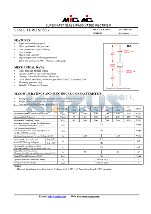 SF64G datasheet - SUPER FAST GLASS PASSIVATED RECTIFIER