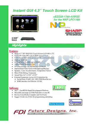 UEZGUI-1788-43WQS datasheet - Instant GUI 4.3 Touch Screen LCD Kit