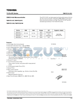 TMP47C101P datasheet - CMOS 4-bit Microcontroller