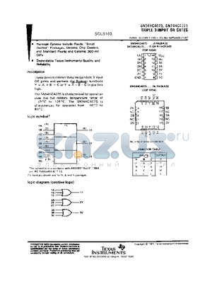 SN74HC4075N datasheet - TRIPLE 3-INPUT OR GATES