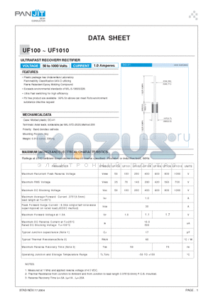 UF106 datasheet - ULTRAFAST RECOVERY RECTIFIER