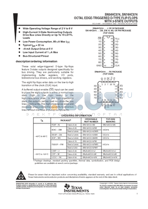SN74HC574PWR datasheet - OCTAL EDGE-TRIGGERED D-TYPE FLIP-FLOPS WITH 3-STATE OUTPUTS