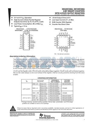 SN74HC590ADTE4 datasheet - 8-BIT BINARY COUNTERS WITH 3-STATE OUTPUT REGISTERS