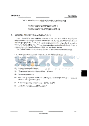 TMP82C55A datasheet - CMOS PROGRAMMABLE PERIPHERAL INTERFACE