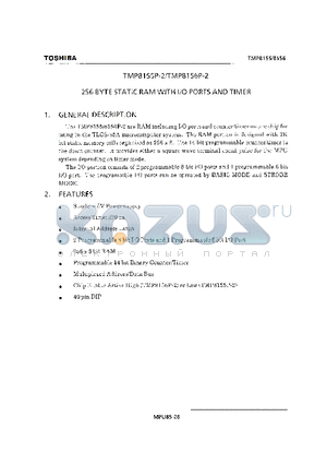 TMP8155 datasheet - 256 BYTE STATIC RAM WITH I/O PORTS AND TIMER