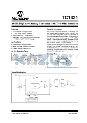 TC1321EUA datasheet - 10-Bit Digital-to-Analog Converter with Two-Wire Interface