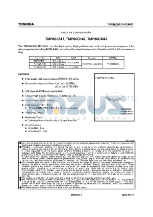 TMP86CM47 datasheet - CMOS 8 BIT MICROCONTROLLER