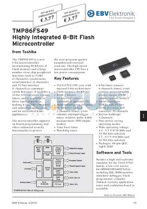 TMP86FS49 datasheet - Highly Integrated 8-Bit Flash Microcontroller