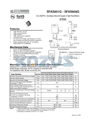 SFAS801G datasheet - 8.0 AMPS. Surface Mount Super Fast Rectifiers