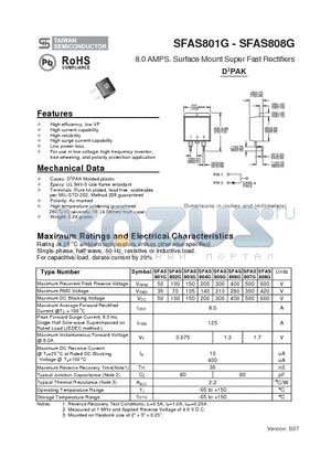 SFAS802G datasheet - 8.0 AMPS. Surface Mount Super Fast Rectifiers