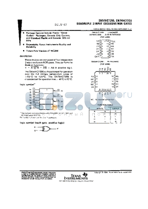 SN74HC7266 datasheet - QUADRUPLE 2 INPUT EXCLUSIVE MOR GATES