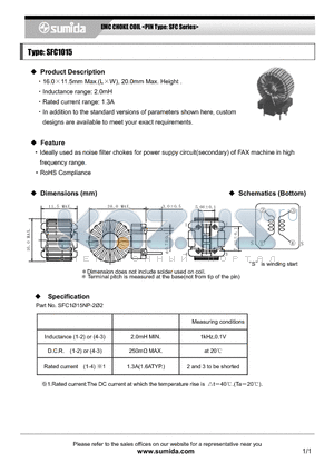 SFC1015 datasheet - EMC CHOKE COIL