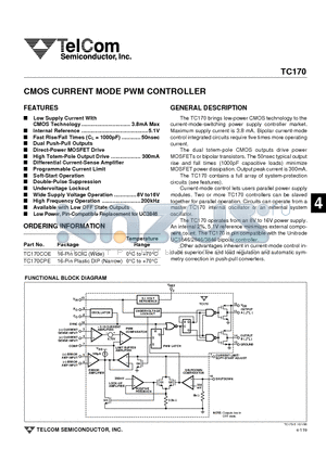 TC170COE datasheet - CMOS CURRENT MODE PWM CONTROLLER