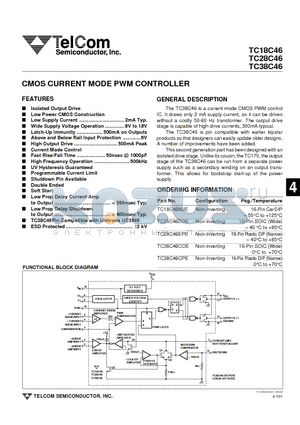 TC18C46 datasheet - CMOS CURRENT MODE PWM CONTROLLER
