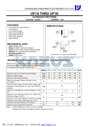 UF1D datasheet - ULTRAFAST RECTIFIER