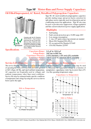 SFD44S50K391B-F datasheet - Motor-Run and Power Supply Capacitors