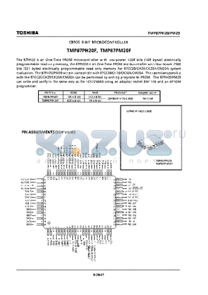TMP87PH20F datasheet - One Time PROM microcontroller with low-power 128K bits(16K bytes) electrically programmable read only memory