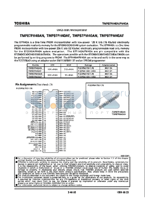 TMP87PH40AN datasheet - CMOS 8-Bit Microcontroller